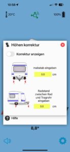 Menü Einstellung/Höhen Korrektur